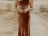 Bridesmaid Looks | Tatiana Velvet One Shoulder Maxi Dress Bronze – Baltic Born Womens
