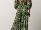 Maxi Dresses | Ventura Cross Back Maxi Dress Green Multi Print – Baltic Born Womens