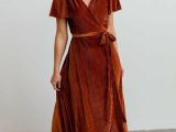 Mother Of The Bride | Andi Ribbed Velvet Wrap Dress Copper – Baltic Born Womens