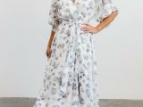 Mother Of The Bride | Luca Jacquard Kimono Maxi Dress Slate Blue – Baltic Born Womens