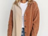 Outerwear | Andes Corduroy Shacket Rust,Natural – Baltic Born Womens