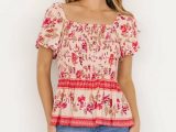 Summer Tops | Valerie Smocked Top Pink Multi – Baltic Born Womens