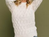 Sweaters | Perle Eyelet Scallop Sweater Cream – Baltic Born Womens