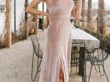 Wedding Guest | Tatiana Velvet One Shoulder Maxi Dress Champagne – Baltic Born Womens