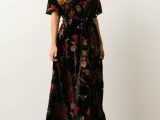 Bump Friendly | Uma Velvet Maxi Dress Merlot,Black Floral – Baltic Born Womens